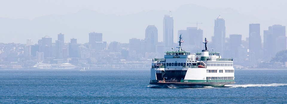 WSF ferry crossing the puget sound.